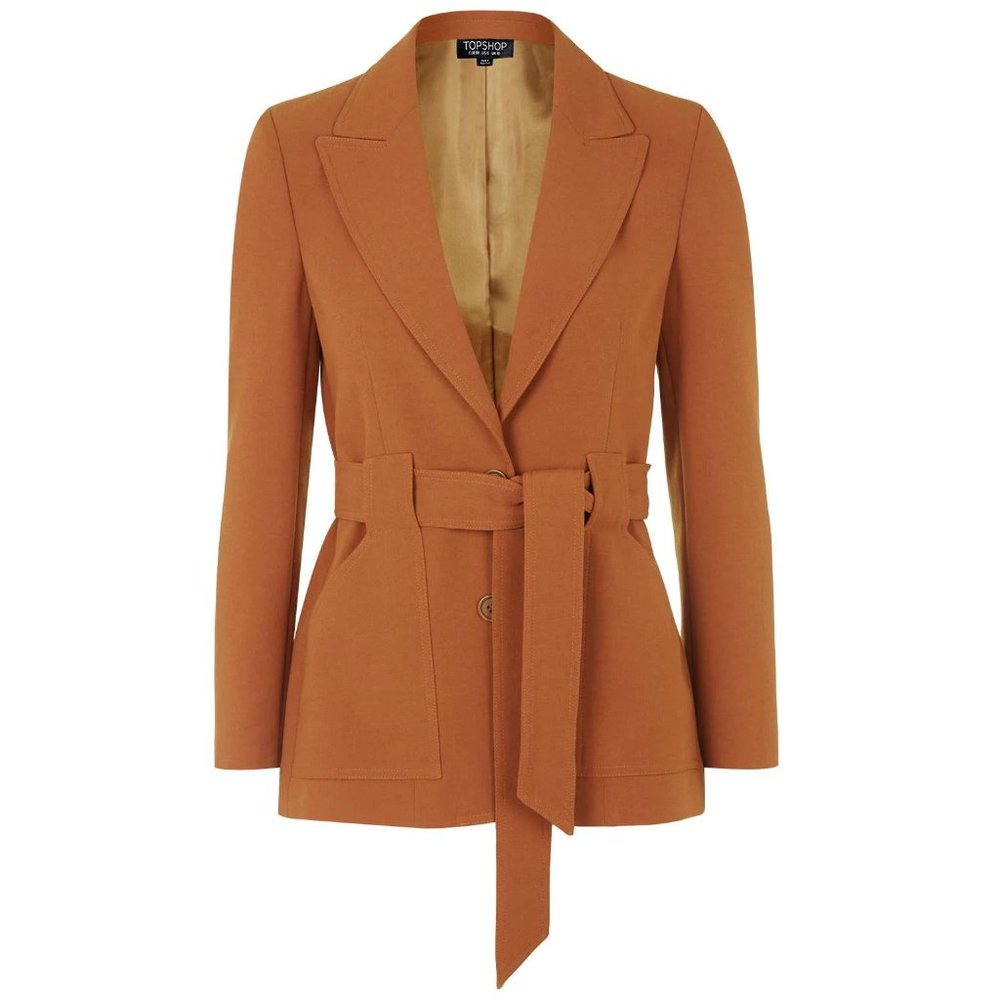 Topshop 70s Belted Blazer Rust with Pockets